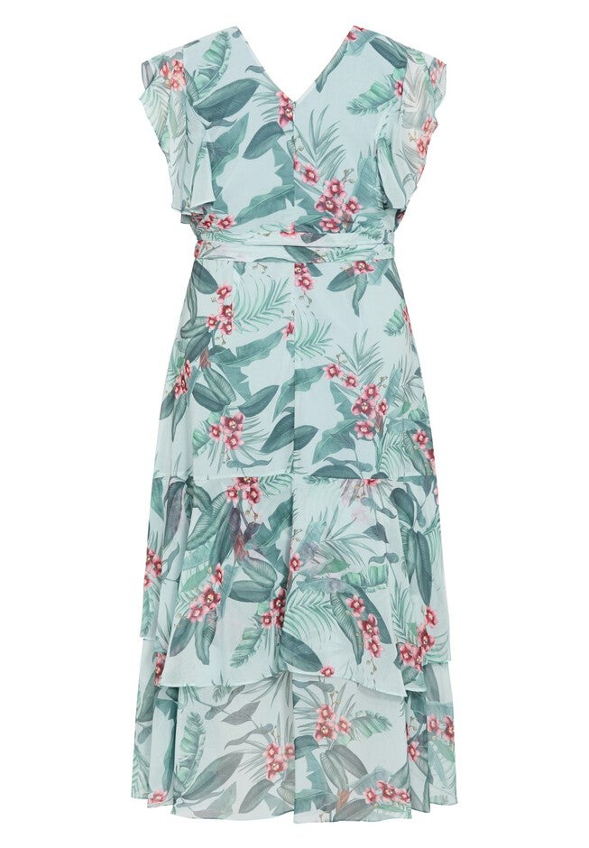 Flirty Tier Print Maxi Dress - seafoam, GREEN, alternate image number null