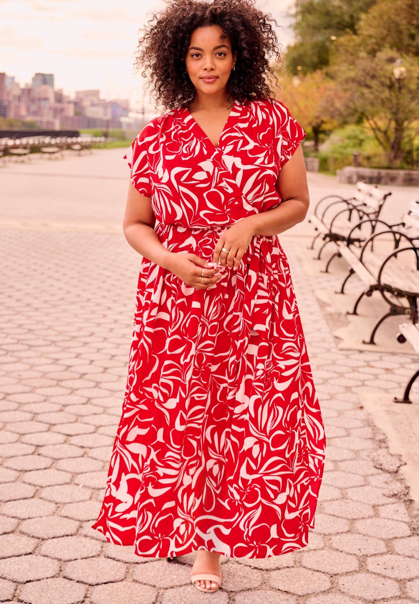 Havana Maxi Dress, RED PAINTED FLORAL, hi-res image number 0