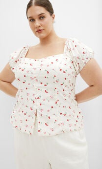 Daydreamer Print Top - ivory