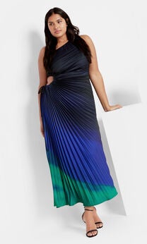 Aliza Pleat Maxi Dress - peacock