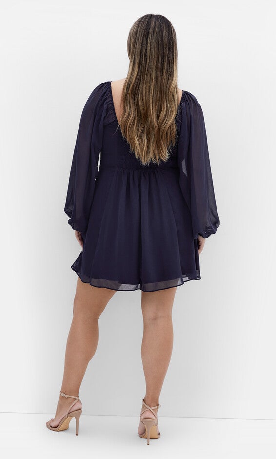 Flirty Flounce Dress - navy, NAVY, alternate image number null