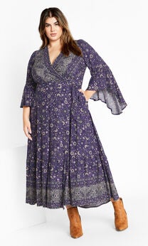 Belle Wrap Maxi Dress - blue