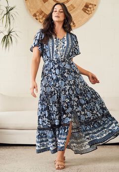 Emmy Placement Print Maxi Dress