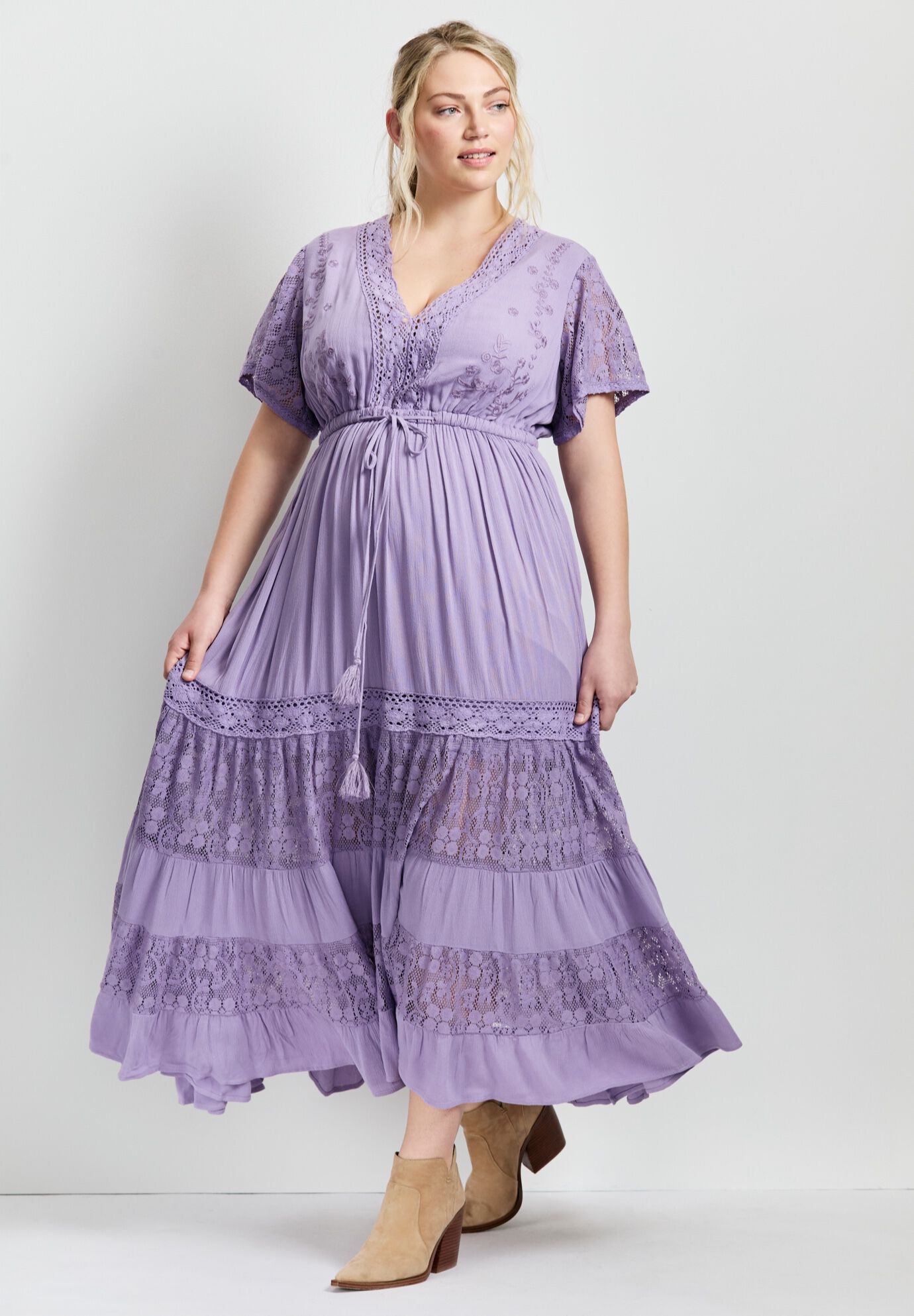 Raven Lace Maxi Dress, LILAC, alternate image number 5