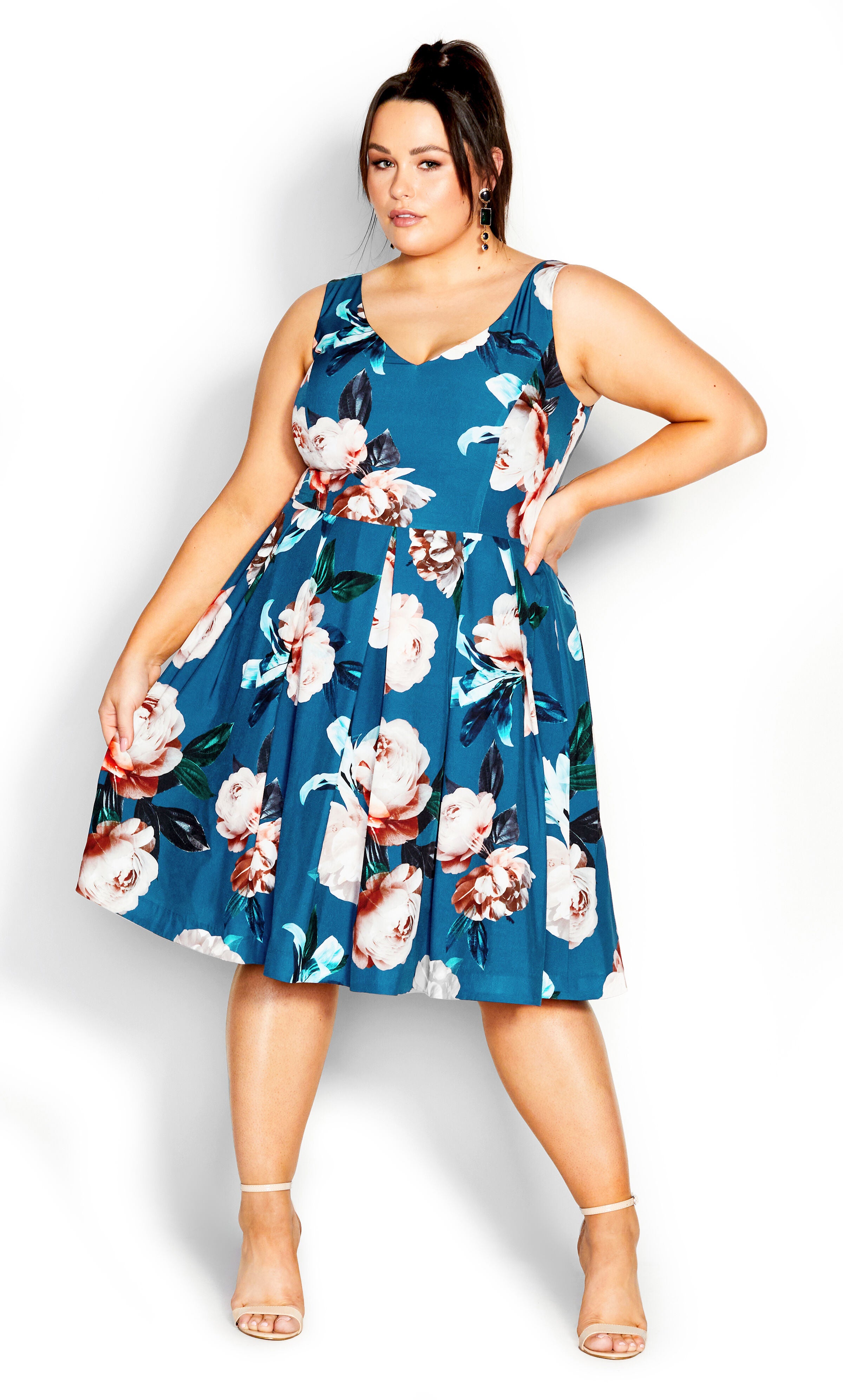 Sandra Dress - teal, TEAL CAMILLA FL, alternate image number 2