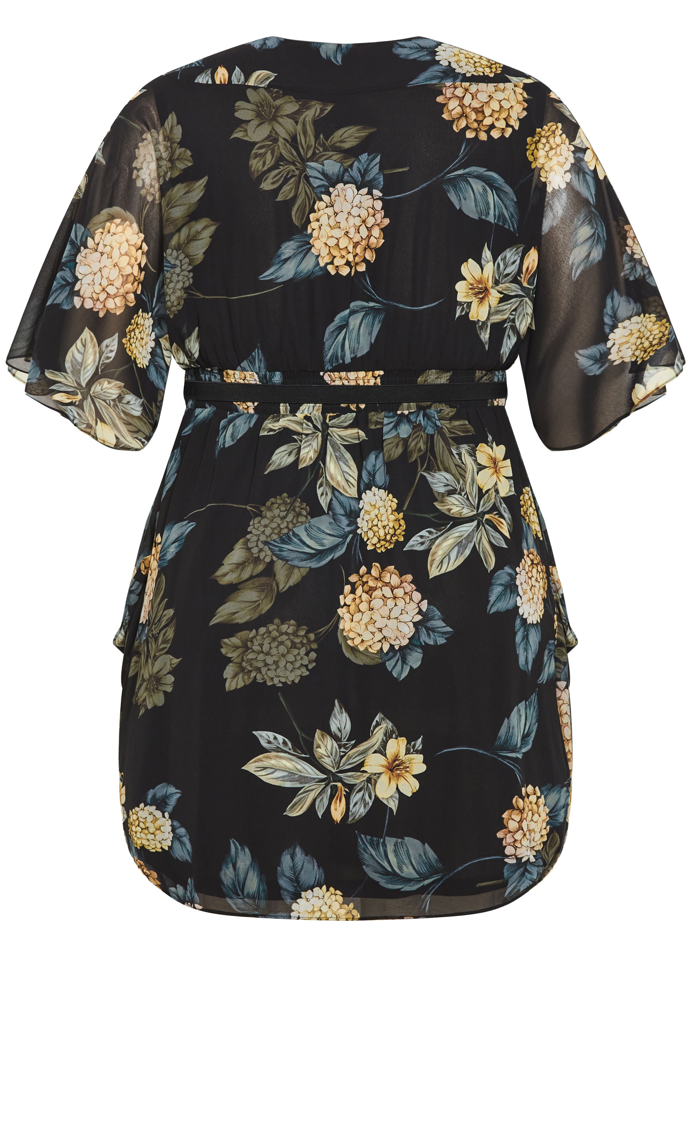 Wrap Golden Floral Dress - black, YELLOW, alternate image number 4