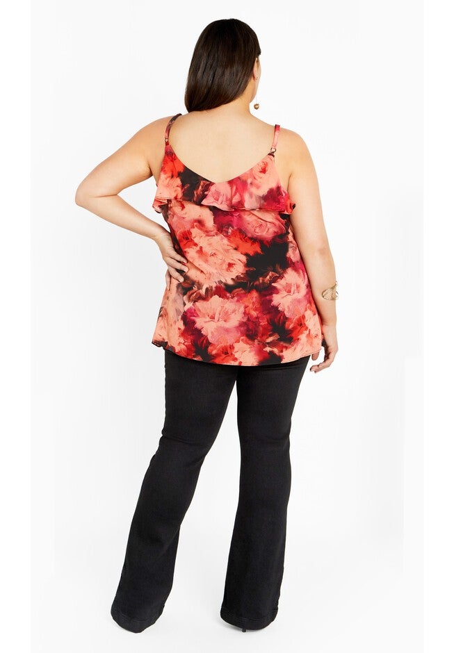 Mischa Print Floral Top - floral l'amour, ORANGE, alternate image number 3