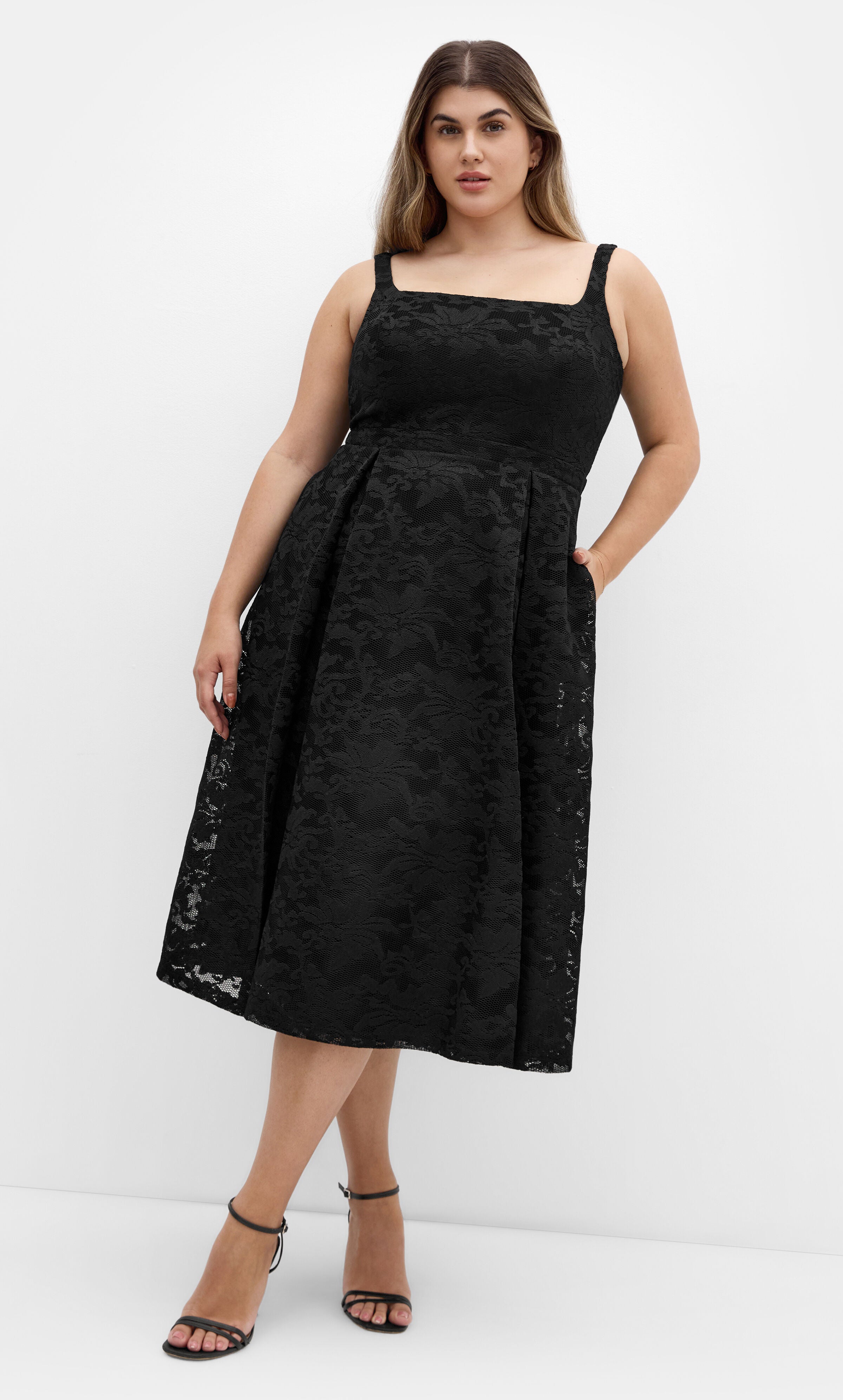 Jacklynn Midi Dress - black, BLACK, alternate image number 2
