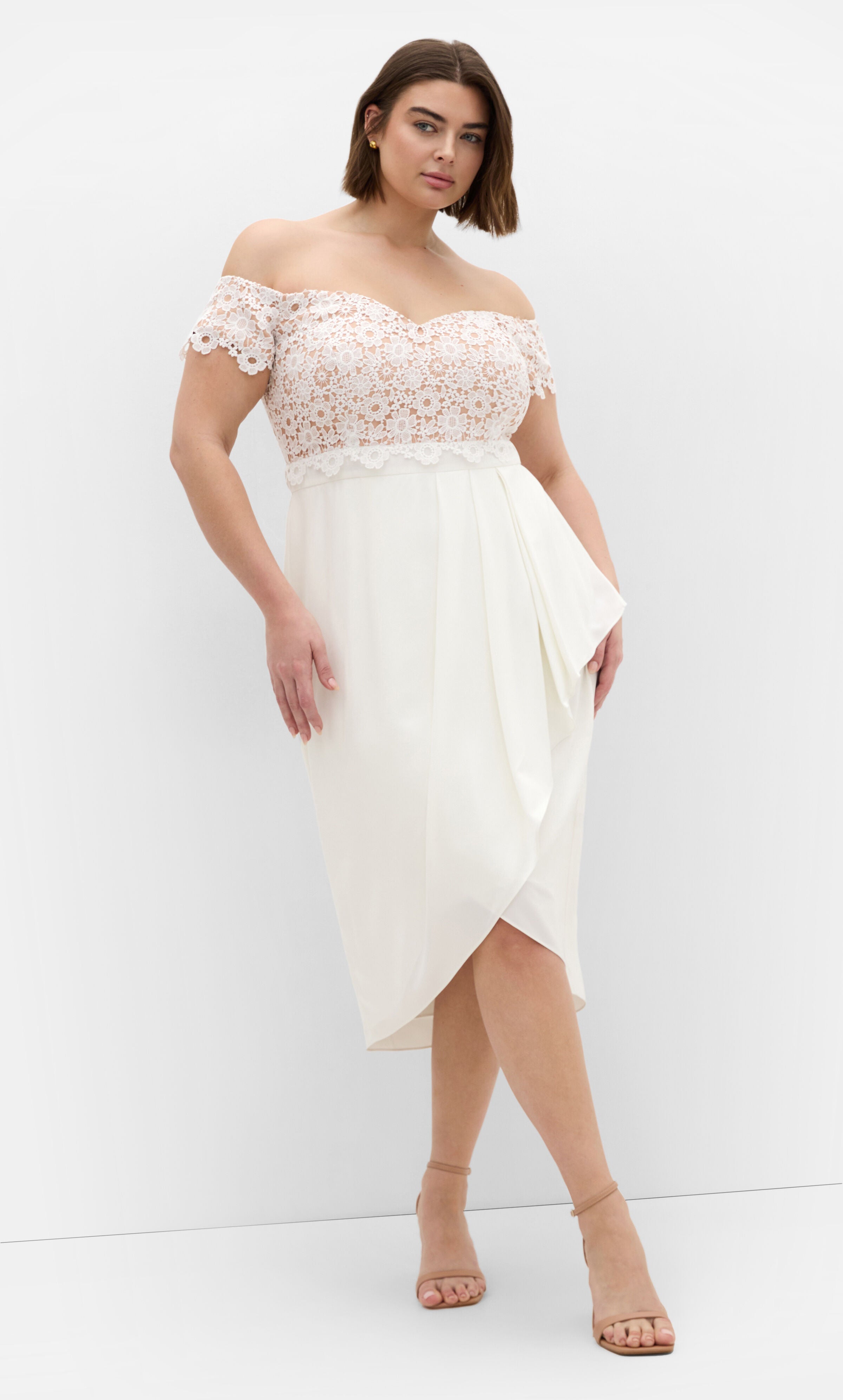 Lace Glamour Midi Dress - ivory, WHITE, hi-res image number 0