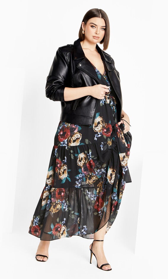 Xander Print Maxi Dress - black, DARK LATE BLOOM, hi-res image number null