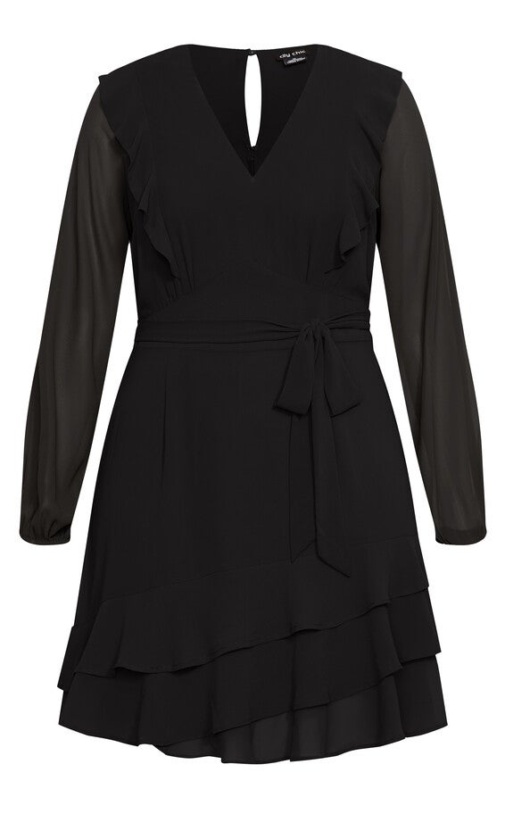 Pretty Ruffle Dress - black, BLACK, alternate image number null