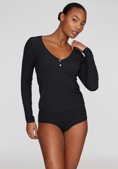 The Button Long Sleeve - Modal Silk Rib
