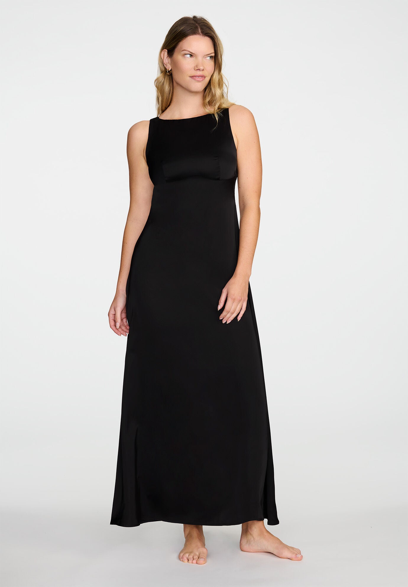  The Satin Dress, BLACK, on-hover image number 1