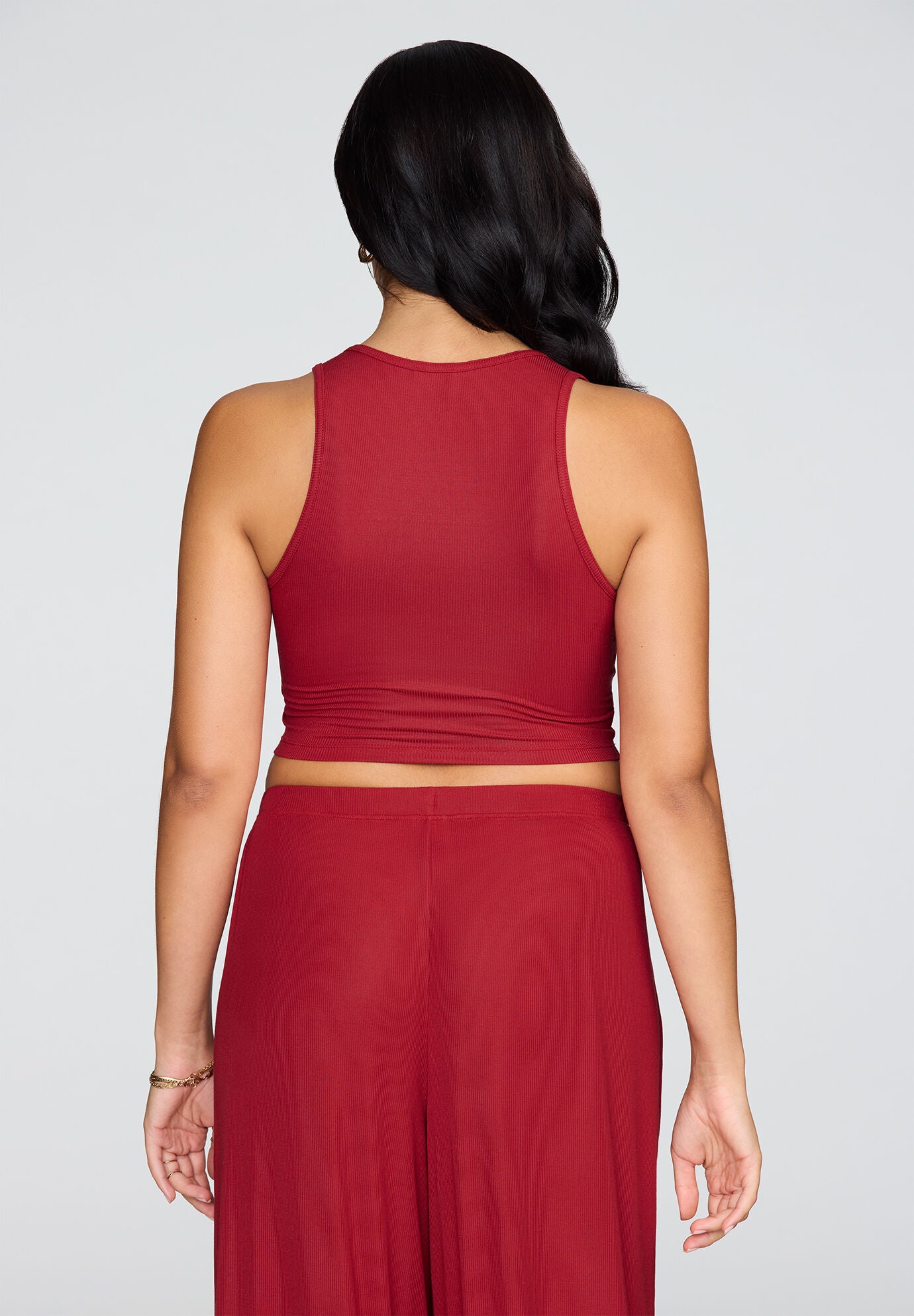 The Scoop Neck Tank - Modal Silk Rib, SCARLET, alternate image number 3
