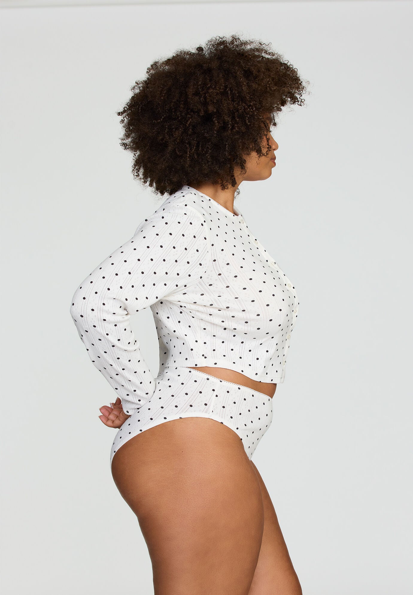 The Cropped Cardigan- Pointelle, SALT POLKA DOT, alternate image number 7