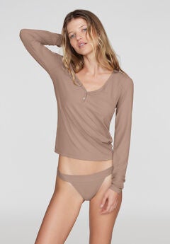 The Button Long Sleeve - Modal Silk Rib