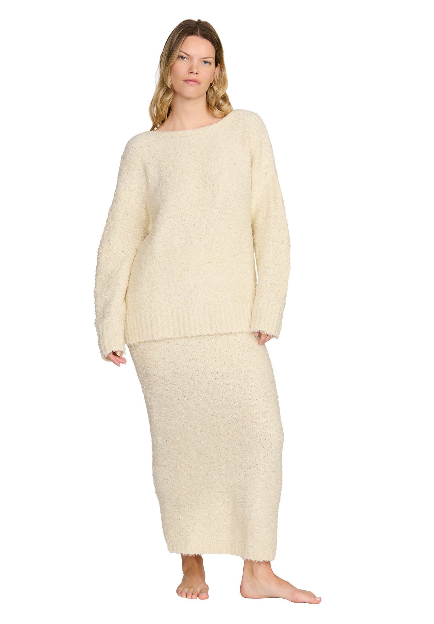  The Midi Skirt- Boucle, CREAM, on-hover image number 1