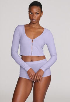 The Cropped Cardigan - Modal Silk Rib