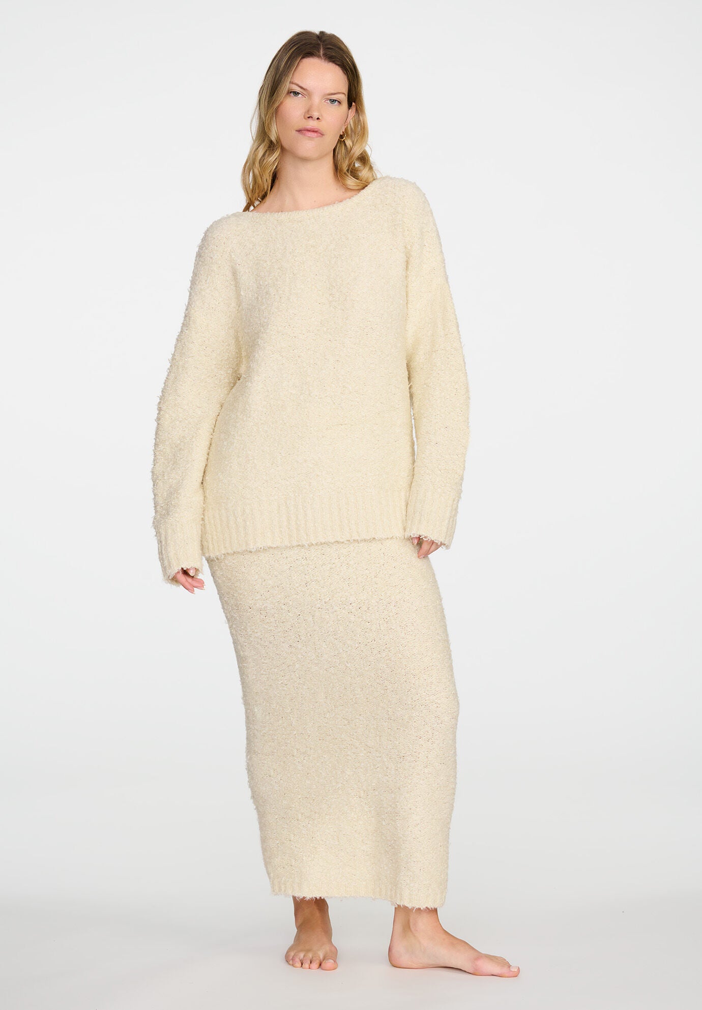  The Midi Skirt- Boucle, CREAM, alternate image number 3