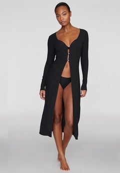 The Long Button Cardigan - Modal Silk Rib