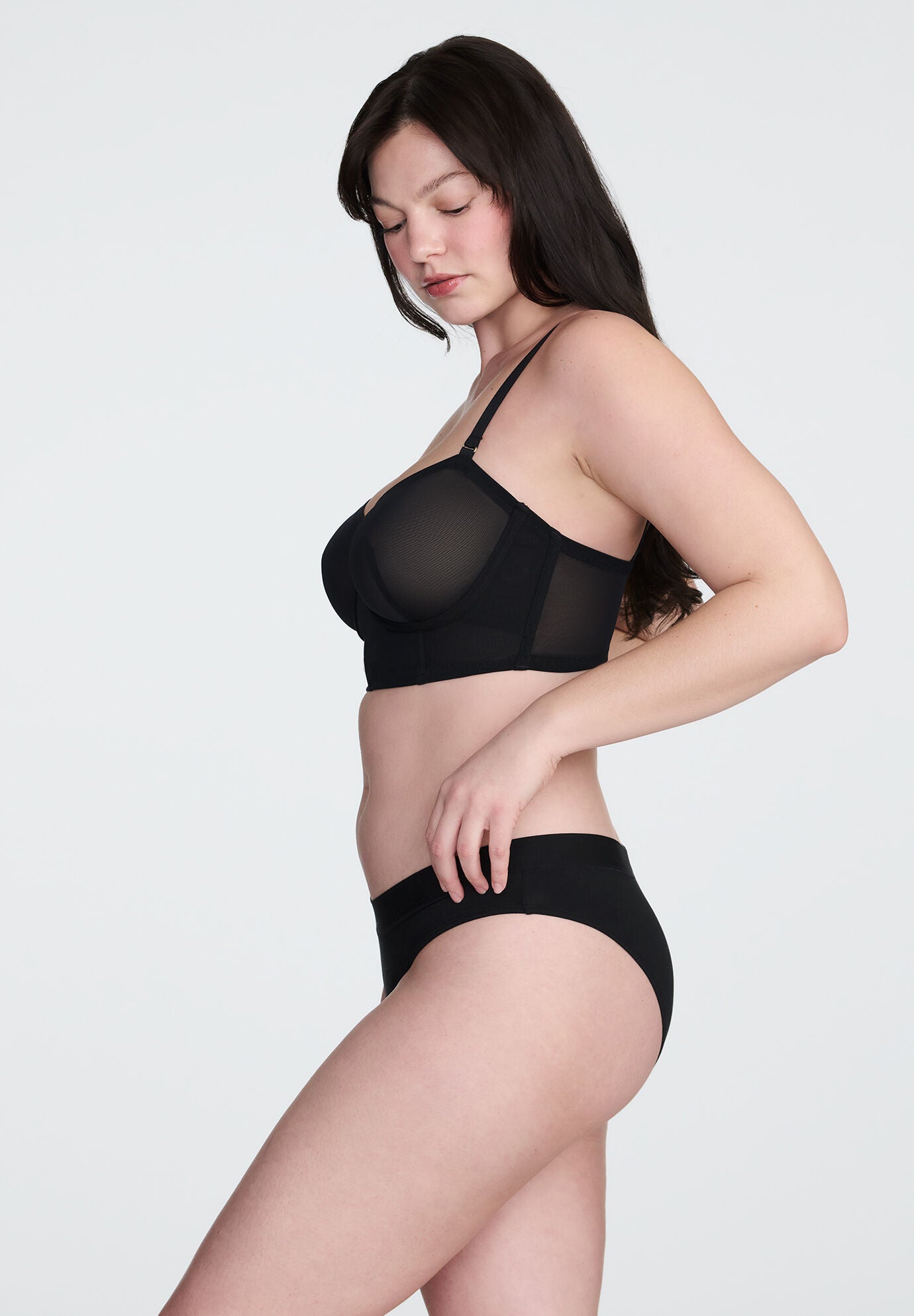 The Longline Bra - Mesh, BLACK, alternate image number 3