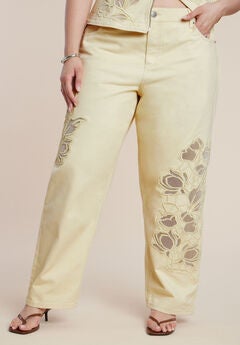 Floral Embroidery Jean
