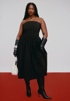 Strapless Flare Midi Dress