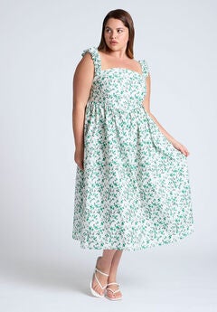 Poplin Midi Dress W Corset Details