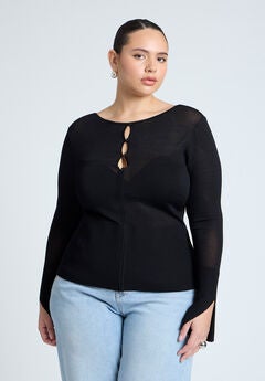 Button Detail Boatneck Sweater