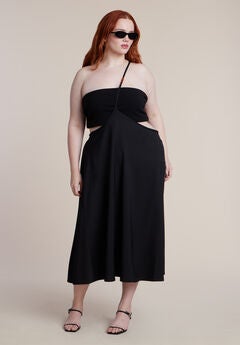 Bead-Detail Strap Midi Skirt