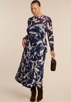 Asym Printed Midi Dress