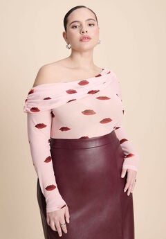 Lip Print Mesh Top