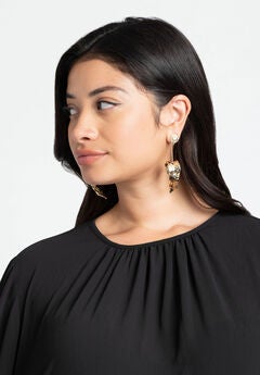 Hanging Half Heart Pearl Earrings