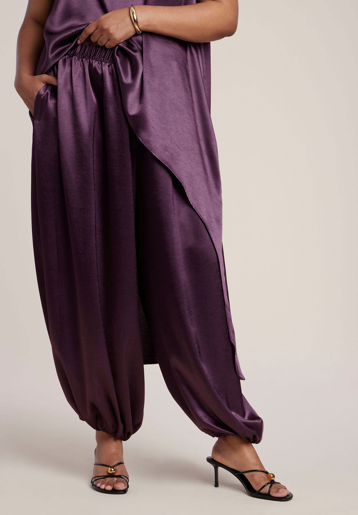 Satin Balloon Pant, WINTER BLOOM, on-hover image number 1