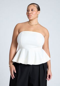 Strapless Flared Peplum Top