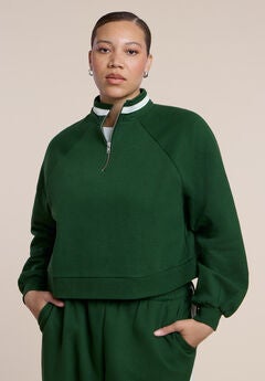 Stripe Detail Quarter Zip Sweatshirt