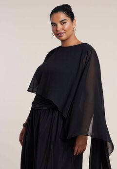 Asymmetric Top With Chiffon Cape