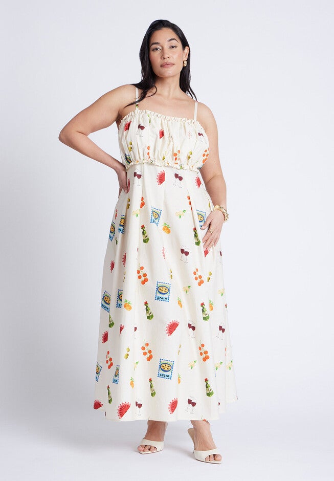 Shirred Bodice Ruffle Maxi Dress, OLIVE YOU, hi-res image number null