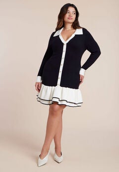 Contrast Tipping Flounce Mini Dress