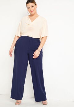 Plus Size Polyester Blend Pants