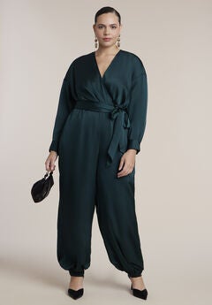 Satin Belted Balloon Jumpsuit