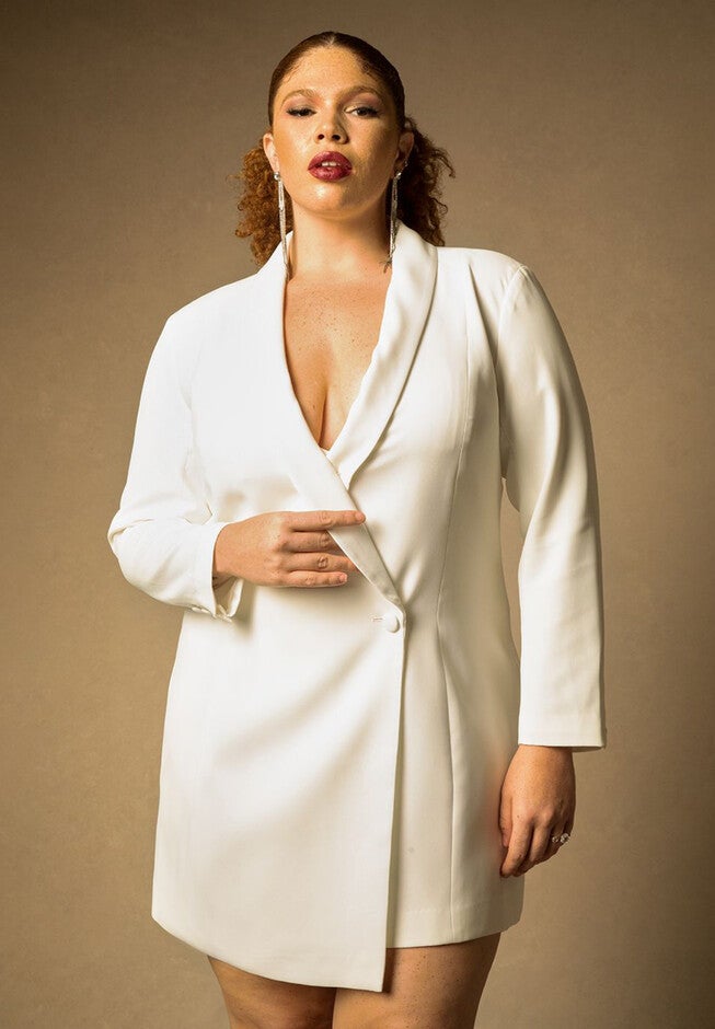 Bridal by ELOQUII Tuxedo Mini Dress, , on-hover image number null