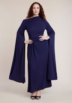 Cape Sleeve Draped Dress