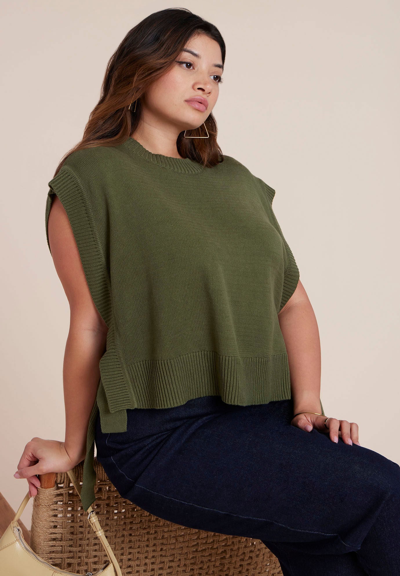 Overlay Sweater, DARK FOREST GREEN, hi-res image number 0