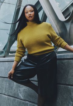 Power Shoulder Mock Neck Sweater