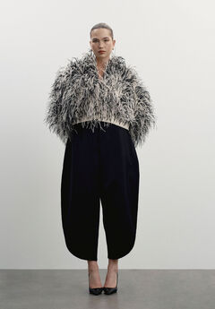 Ostrich Feather Cropped Jacket