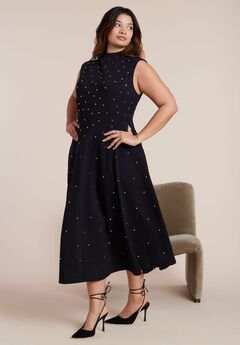 Stud Detail Ponte Midi Dress