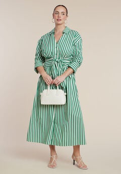 Cinch Detail Poplin Midi Dress