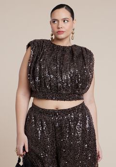 Sequin Strong Shoulder Top