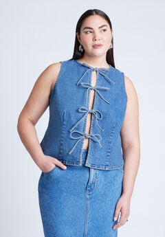 Tie Front Denim Vest